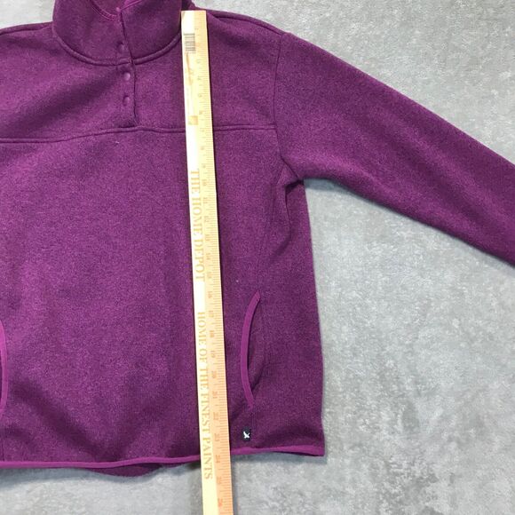 Eddie Bauer 1/4 Snap Fleece Pullover Women's Heathered Fuchsia Pockets Large - Picture 5 of 7
